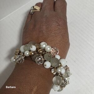 Banana Republic Gold-tone Beaded Cluster Bracelet